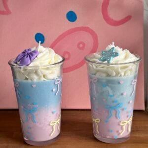 Kawaii Gradient Milkshake Candles with 3D Bow