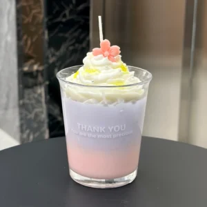 Pastel Layered Scented Candle with Whipped Cream Top