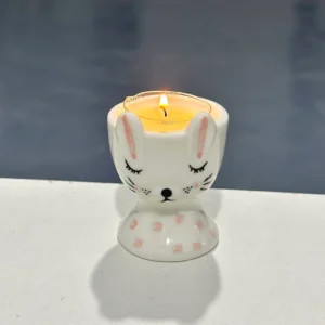 Adorable Fluffy Bunny Votive Candle Holder