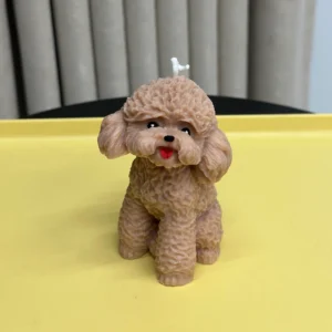 Realistic Toy Poodle Puppy Shaped Candle